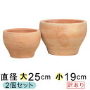 訳あり おしゃれ ワン型 植木鉢 HM白粉 素焼き鉢 テラコッタ 鉢 大小2個セット