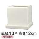 植木鉢 おしゃれ 訳あり 陶器鉢 J キューブ型 白 つや有 13cm 1.3リットル 受皿付 室内