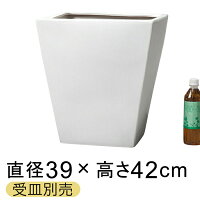 おしゃれ/植木鉢/ツルツル10M角型白色陶器鉢L