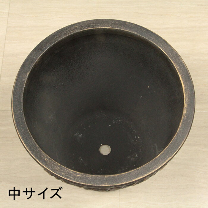 【・ベランダ】 植木鉢 おしゃれ ローズ柄 ブラウンゴールド 陶器 大中小3個セット:植木鉢・鉢カバー専門店グーポット トにもいか