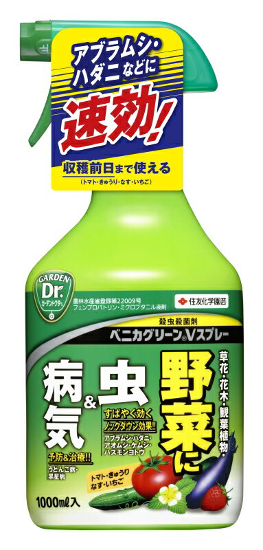 赤字覚悟 数量限定◆お一人様3個まで◆【殺虫殺菌剤】ベニカグリーンVスプレー 1000ml 住友化学園芸 有効期限たっぷり 2028年4月まで