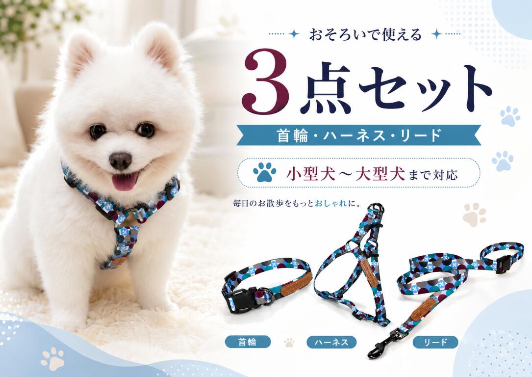 楽天市場】犬 首輪 ハーネス リード 3点セットの通販