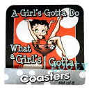 ベティー(ベティ）　ブープ　betty boop硬質厚紙製　コースターシャンパングラス柄8枚セットA Girl's Gotta Do What a Girl's gotta Do!