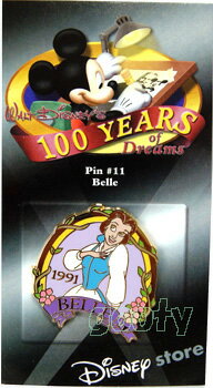 ウォルトディズニー100周年カウントダウン ピンバッチNo.11 Belle ベルBeauty and the Beast 美女と野獣アメリカ 国内販売