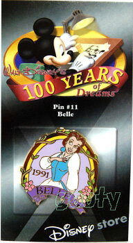 ウォルトディズニー100周年カウントダウン　ピンバッチNo.11　Belle ベルBeauty and the Beast　美女と野獣アメリカ　国内販売