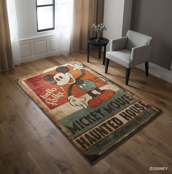 ミッキーマウス MICKEY MOUSEミッキー　ホーンテッドハウスラグMICKEY Haunted　House RUG100×140cmミッキーのお化け屋敷柄カーペット