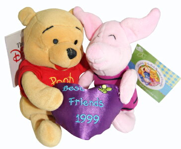 くまのプーさん　ピグレットWinnie the Pooh　PigletBest Friends 1999Friendship Pooh Friendship Pigletベストフレンドイギリス　ユーロー　ディズニービーンバッグ　縫いぐるみレア