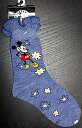 ミッキーマウス上フリル　子供用クルーソックスブルー　花＆ミッキー15-20cm