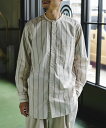 【公式】makerhood×GORDON MILLER ゴードンミラー バンドカラーシャツ メンズ レディース 長袖 シャツ 綿100 バンドカラー ストライプ...