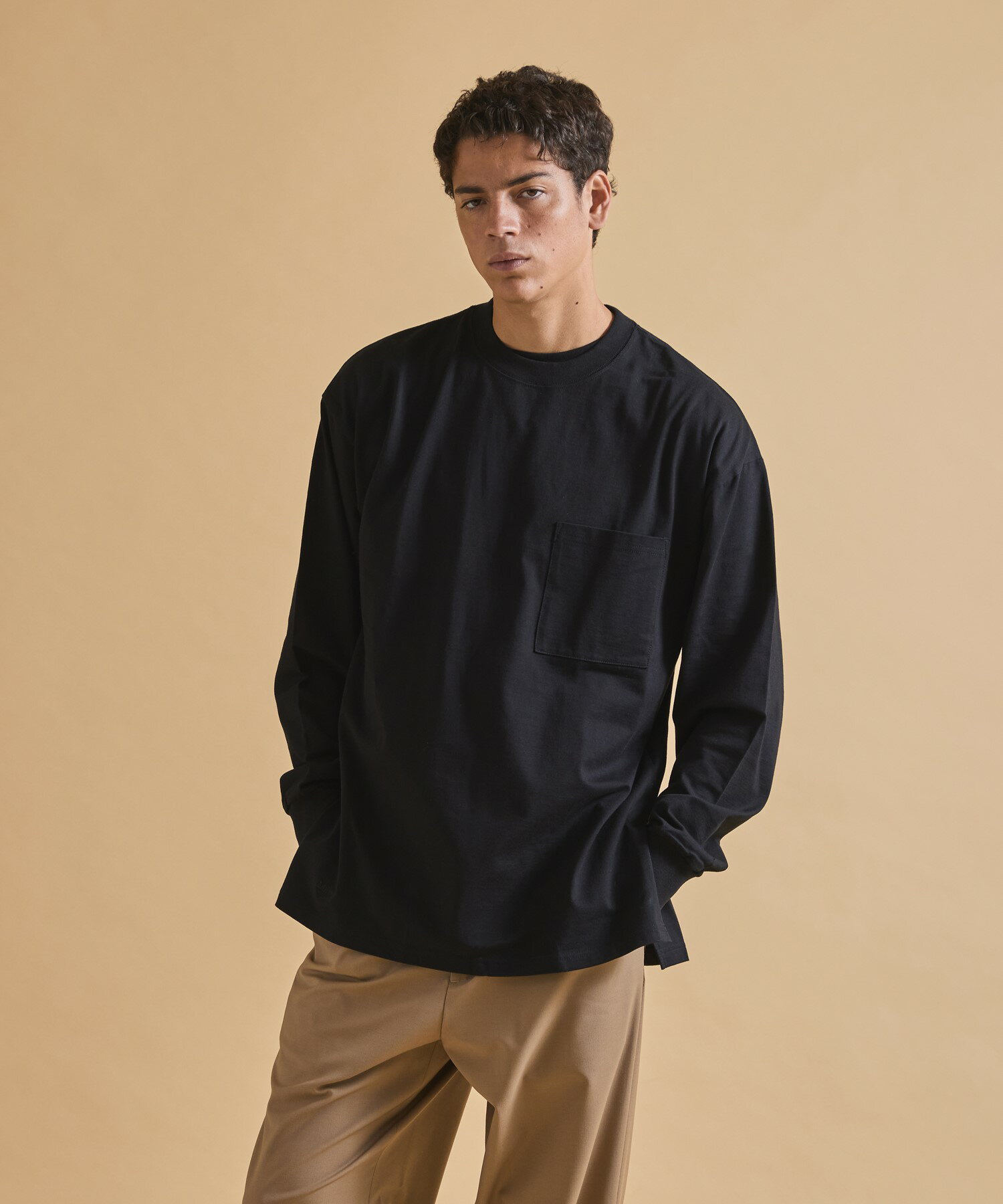 Jack Miller L/S ルーズフィットTシャツ ロンティ ロンT シャツ 長袖 白シャツ ファッション 男女兼用 ユニセックス メンズ 男性用 レディース 女性用 ワンポイント シンプル カジュアル オーガニックコットン 綿100 日本製