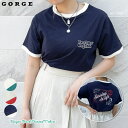 リンガーバックプリントTシャツ GORGE ゴージ トレンド プチプラ レディース レディースファッションTシャツ トップス リンガー 刺しゅう ショート丈 春 夏 2320194