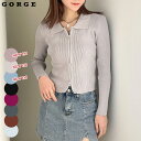 襟付きZIPカーディガン GORGE ゴージ トレンド プチプラ レディース レディースファッションカーディガン トップス ジップ 長袖 春 秋 2330001