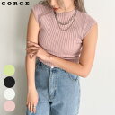 フレンチスリーブノースリニット GORGE ゴージ トレンド プチプラ レディース レディースファッショントップス カジュアル ニット 春 夏 量産型 きれいめ プチプラ 2411056(4)