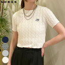 短丈半袖ケーブルプルオーバー GORGE ゴージ トレンド プチプラ レディース レディースファッショントップス 半袖 ニット 春 夏 量産型 カジュアル プチプラ 2416135(4)