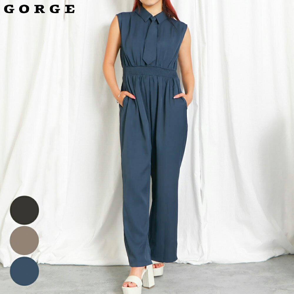 タイ付きコンビネゾン GORGE ゴージ トレンド プチプラ レディース レディースファッションワンピース カジュアル 春 夏 プチプラ 韓国ファッション 2434777