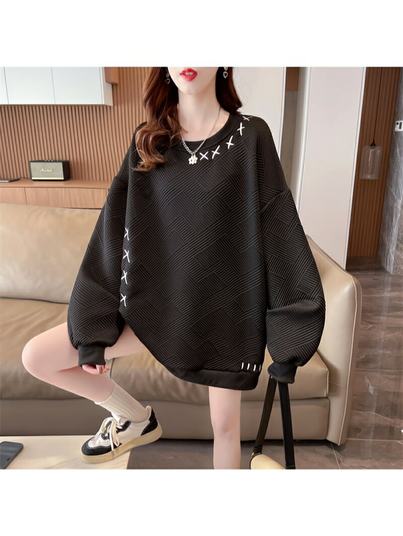 パーカー 長袖 スウェット レディース 韓国 ラウンドネック プリント ゆったり 薄手 長袖 トップス 普段使い 部屋着 グレー グリーン ワインレッド ポリエステル