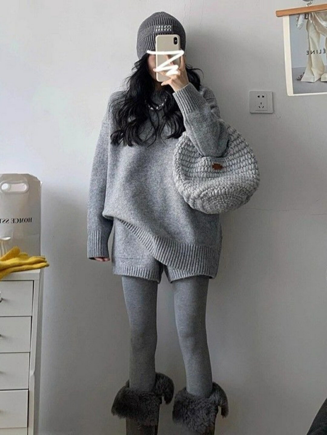 セットアップ レディース 上下セット セーター ニット 長袖 プルオーバー Vネック 襟つき 萌袖 ローゲ..