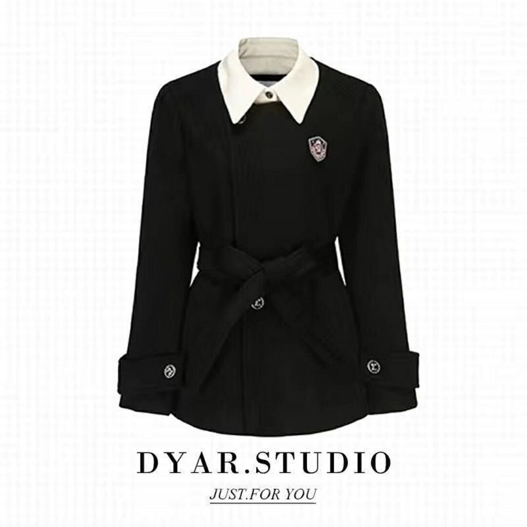 ゴリー楽天市場店のジャケット レディース 黒 ビジネス 通勤 オフィス 大学生 高級感 春秋冬 長袖 ショート丈 テーラード セットアップ スカート 2点セット ポリエステル スパンデックス きれいめ エレガント｜アングル2