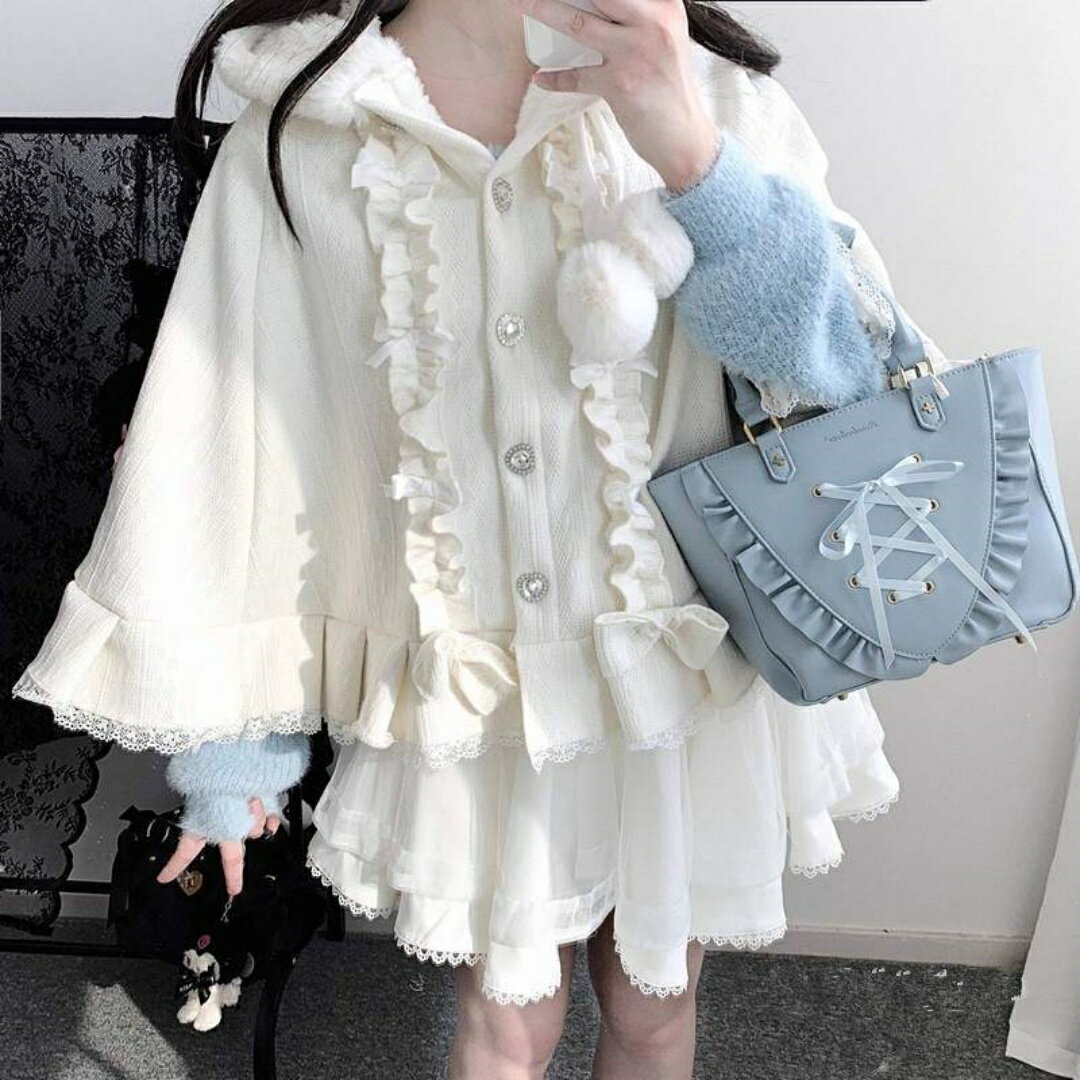 ポンチョ レディース フード付き フリンジ ニット ボヘミアン ショール フェイクカシミヤ カシミヤタッチ あたたかい ゆったり 森ガール風 カジュアル お出かけ 無地 オフホワイト アイボリー