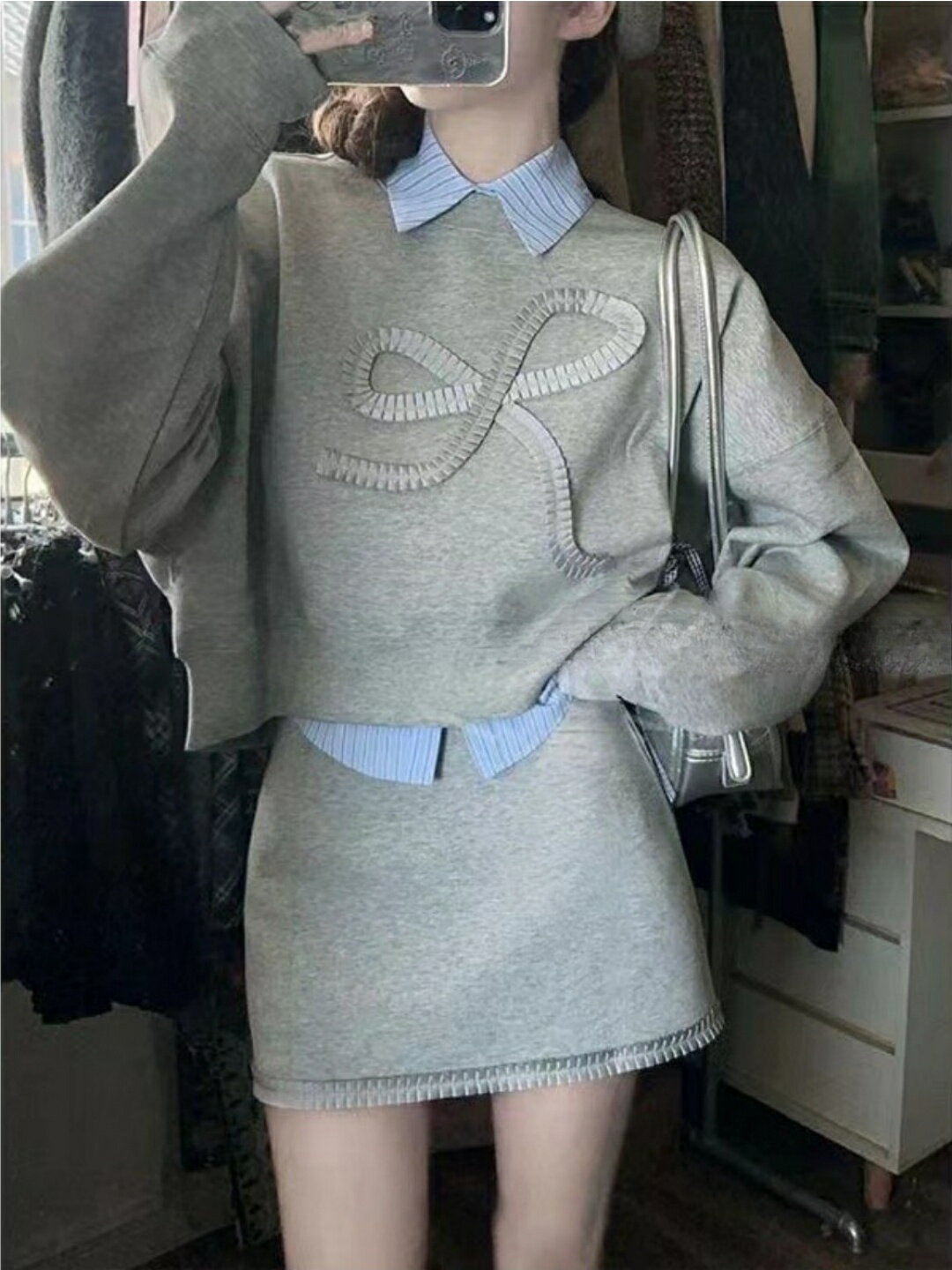 レディース ファッション カジュアル セットアップ エレガント 女性用 スーツ 秋 高級感 ショート デイリースタイル スカート 3点セット