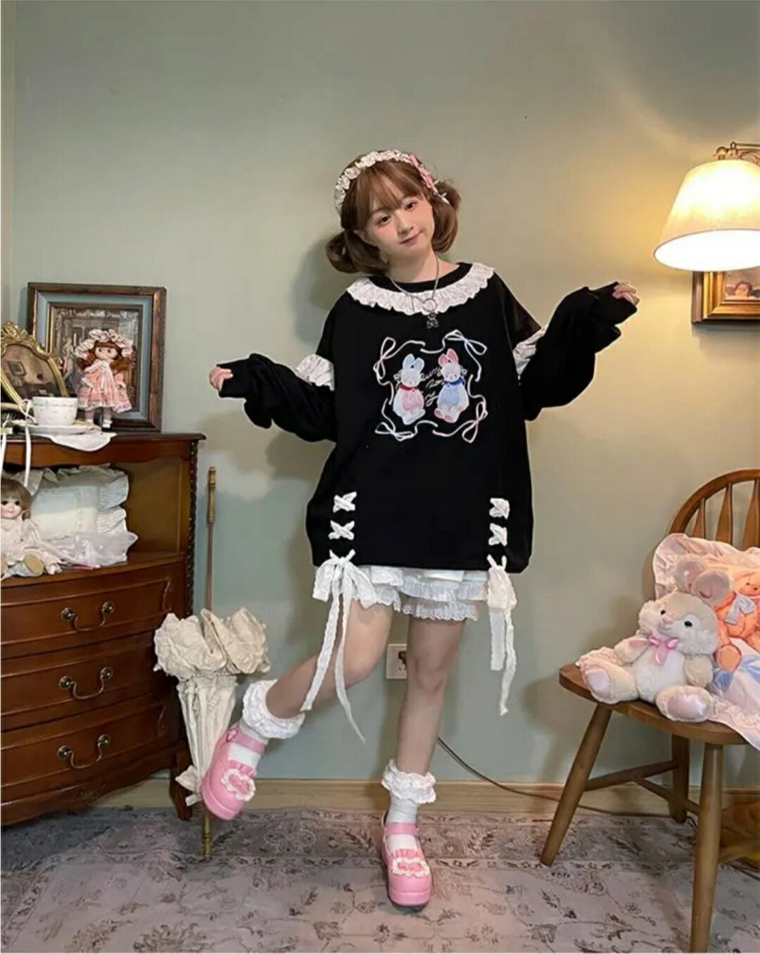 トレーナーレディーストップス長袖ビ...