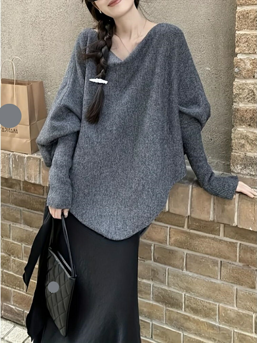 乐天商城 - レディース オーバーサイズセーター - ソフトでゆったりとしたロングライントップス、秋冬にぴったりのシックなセーター。カジュアルからフォーマルまで対応、レディースファッションセーター。セーター、カジュアル冬服、高品質ニット