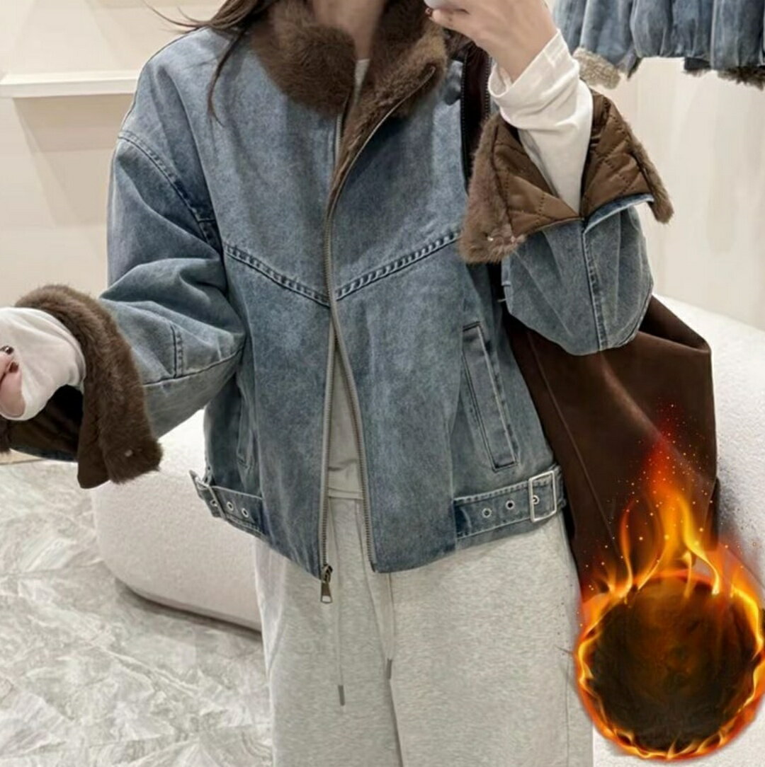 乐天商城 - デニムジャケット レディース 春秋 長袖 ポケット ゆったり レトロ カジュアル おしゃれ 青 大きいサイズ 防寒 ストリート