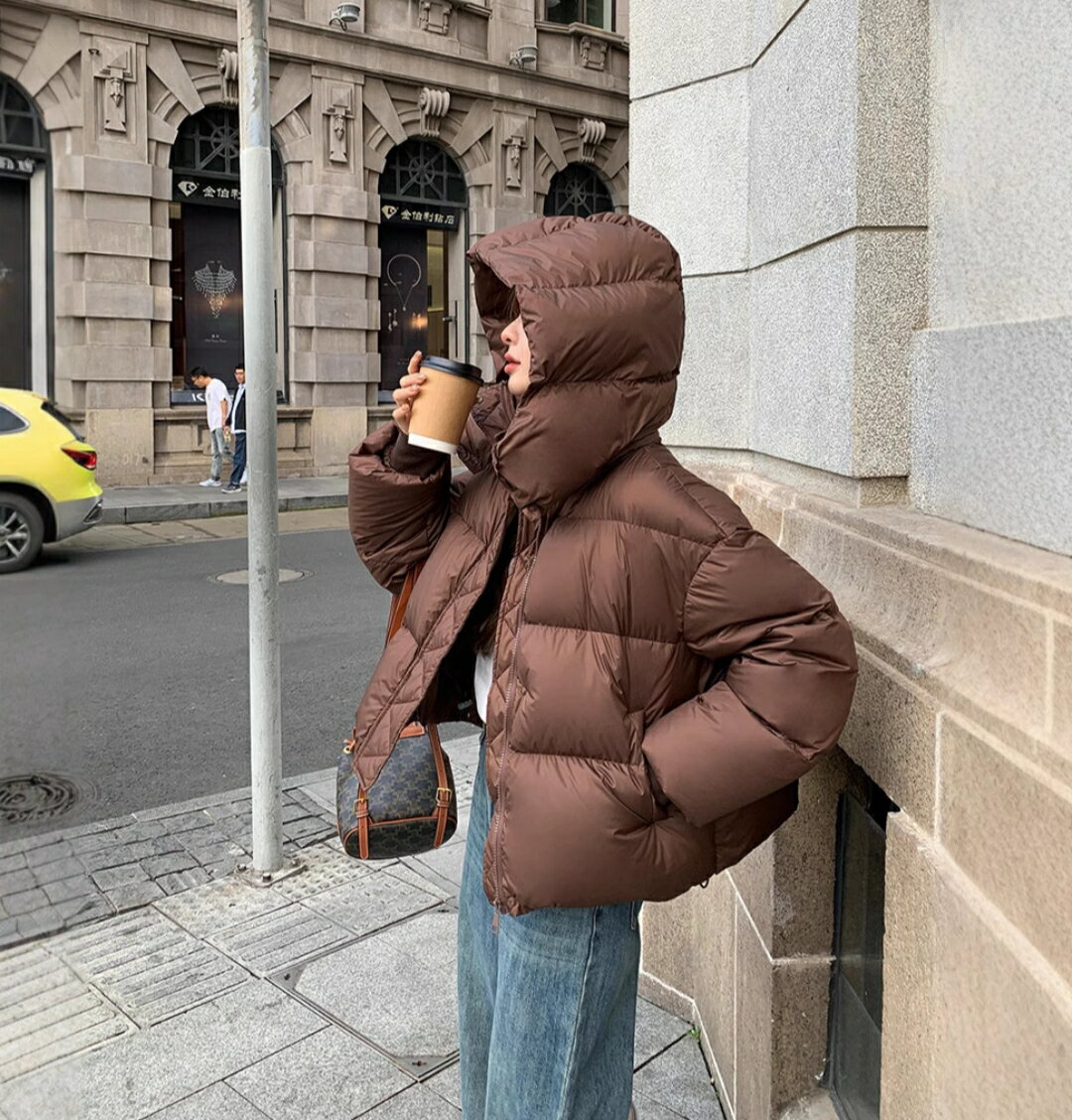 ダウンジャケット レディース 冬 ショート丈 中綿入り フード付き ゆったり あったか 防寒 アウター トップス カジュアル 通勤 オフィス(4.0)