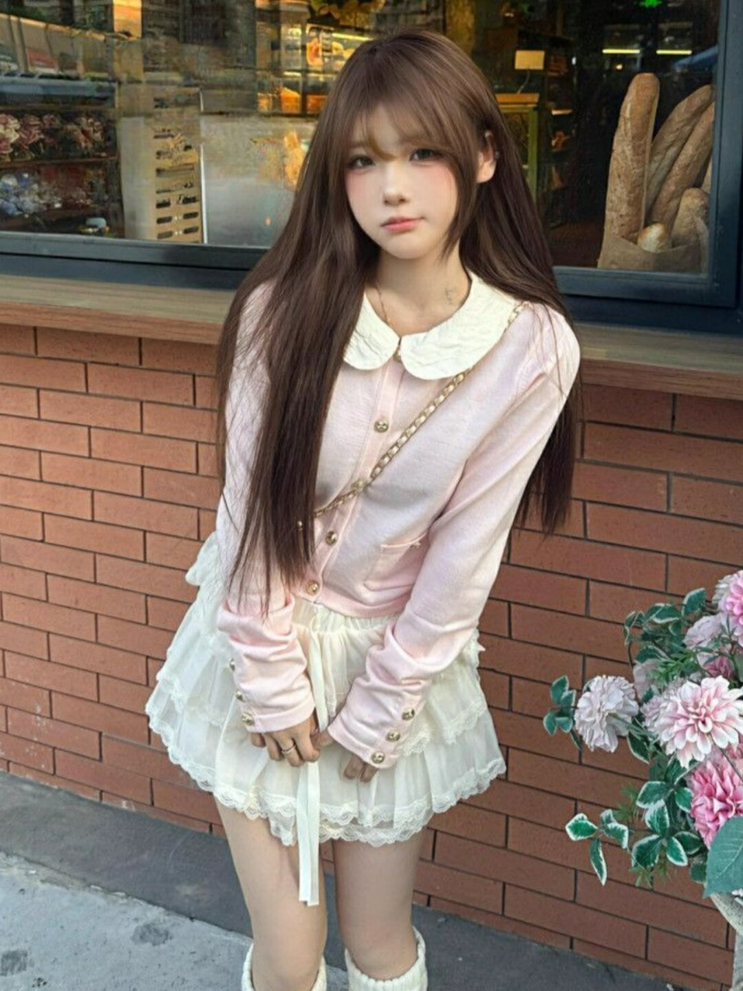 セットアップ 2点セット ドールカラー カーディガン & ハイウエスト ティアードミニスカート ツーピース セットアップ レディース ツー..