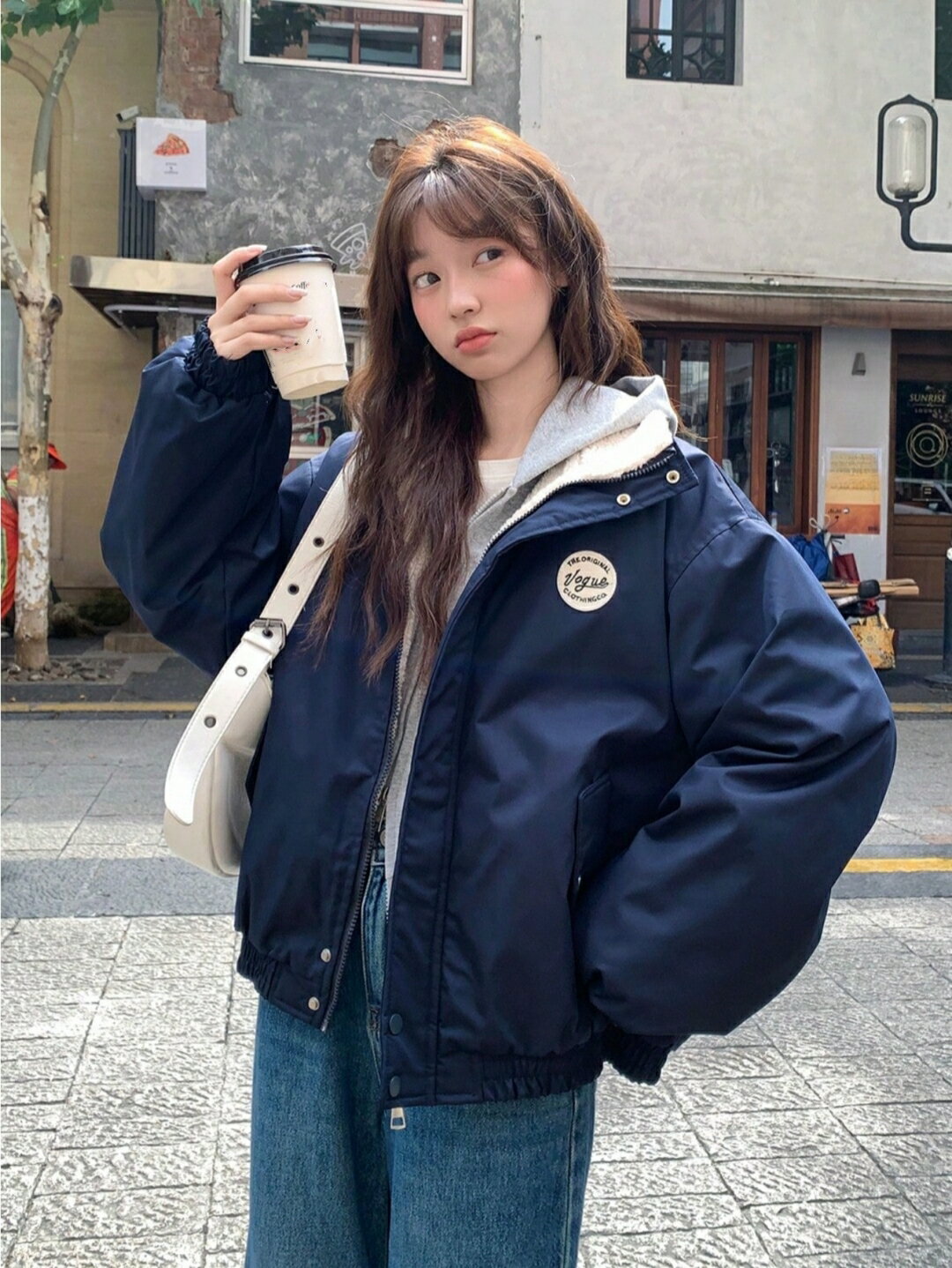 乐天商城 - 厚手 カジュアル ゆったり 配色 レディース 野球服風 ジャケット 大きいサイズ 春秋冬 アウター スタジャン