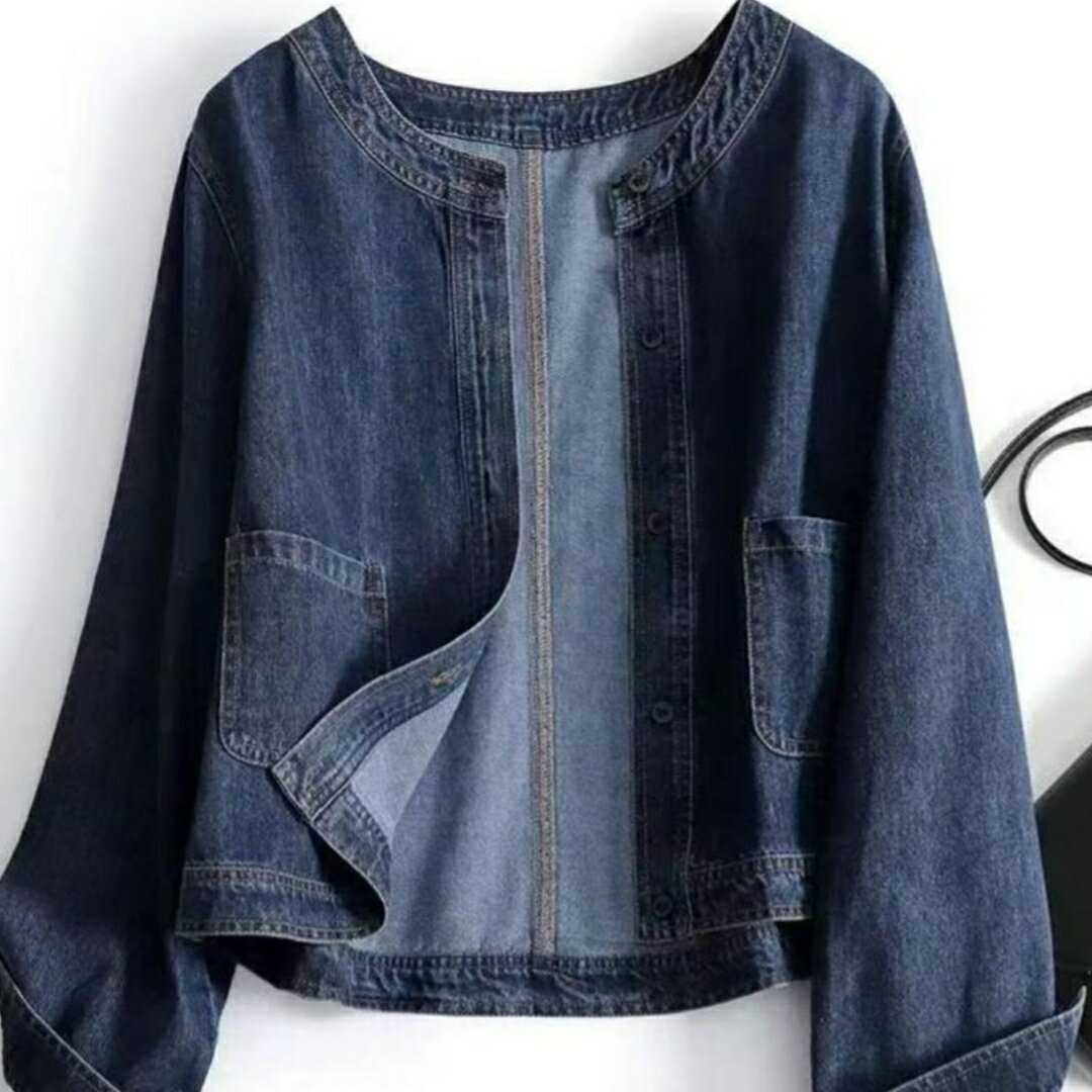 乐天商城 - レディース ツイードジャケット 大人かわいい フェミニン 上品 春秋型 ブルーデニム カーディガン ショート コート