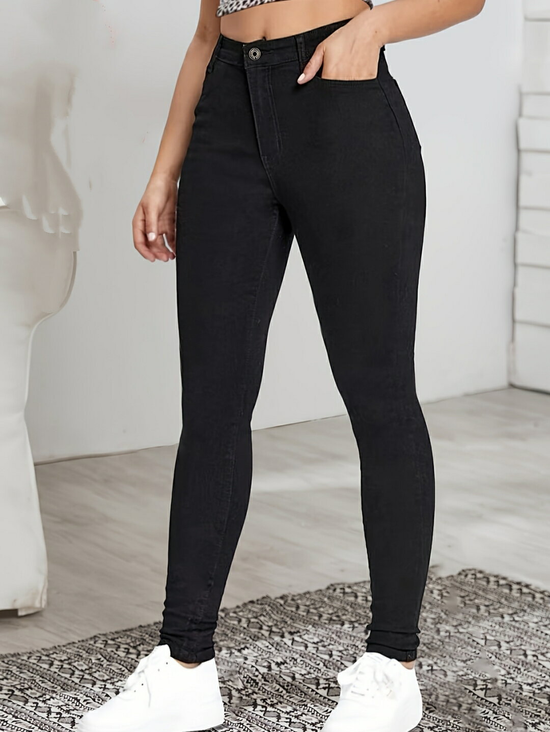 Cropped Pants - デニム パンツ レディース 体型カバー 美脚 欧米の 新型の高 腰 修身 弾力性の 大きいサイズ ジーンズ 女性