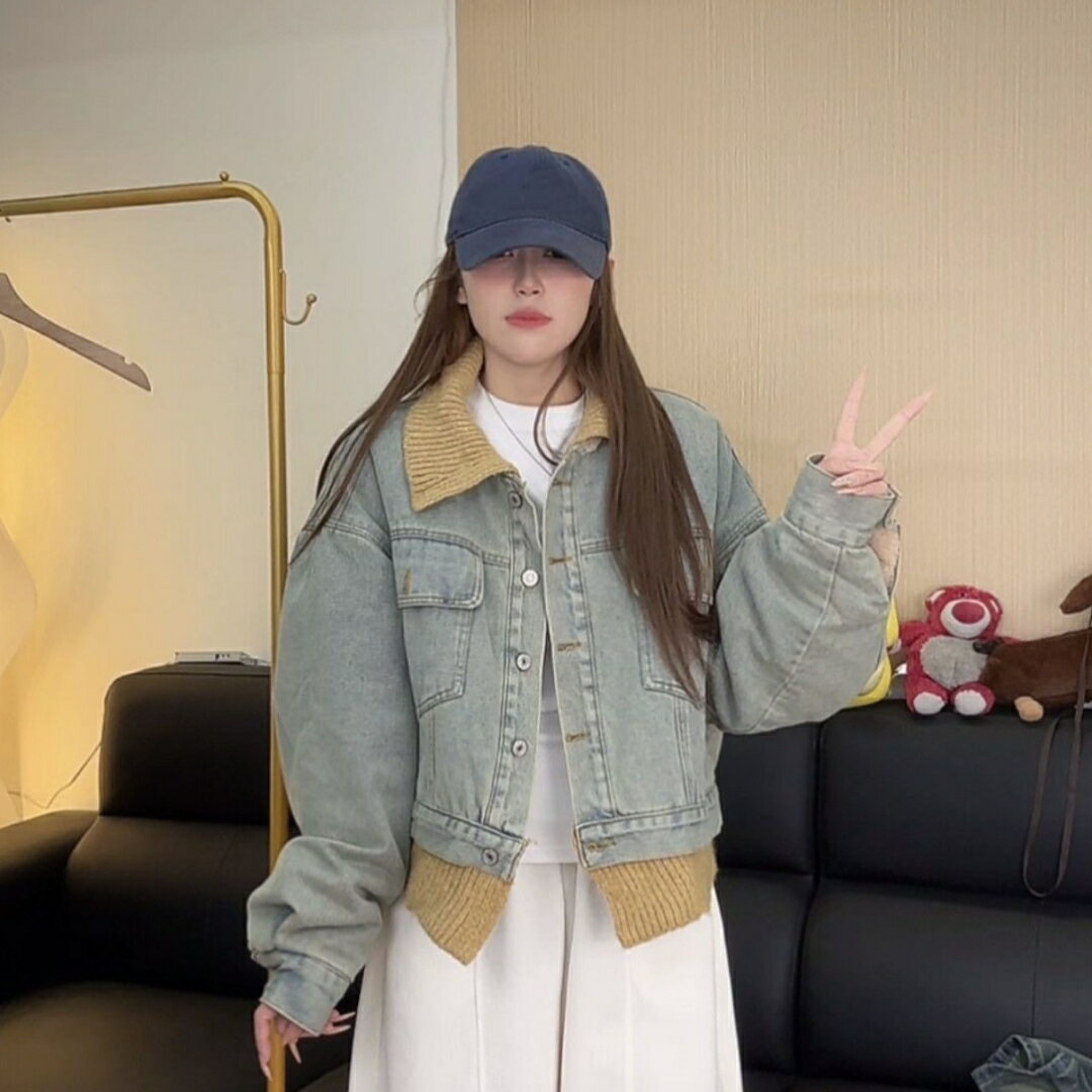 乐天商城 - レディース デニム コート 秋冬 レトロ ヴィンテージ風 厚手 暖か コットン ジーンズ 素材 普段使い アウター トップス 合わせ