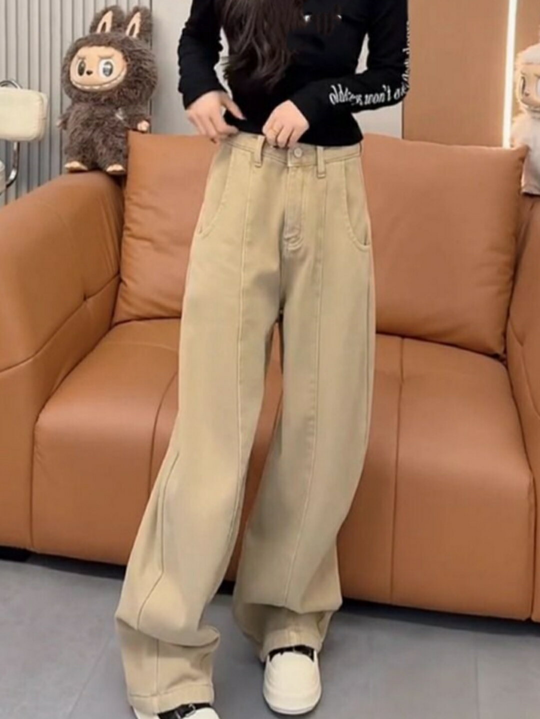 乐天商城 - 2026冬 新型 デニムパンツ レディース 秋冬 ルーズワイドレッグ ストリートスタイル ユニークデザイン