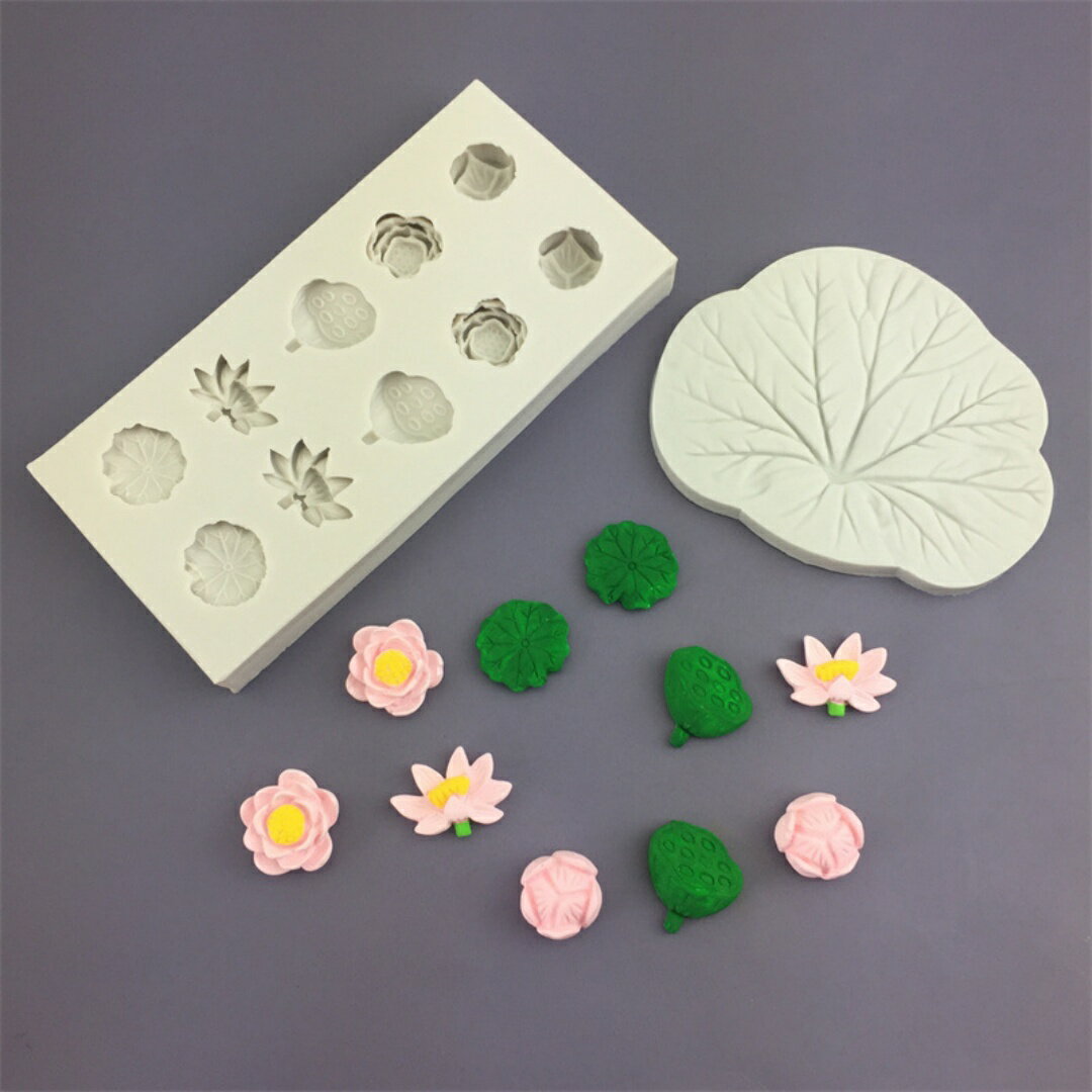 Chocolate Molds - ケーキ型 シリコン ミニ 蓮の花 蓮の葉 蓮の実 セット ベーキング ツール DIY チョコレート 成形 樹脂 クラフト かわいい 不規則 形状 菓子作り モチーフ バリエーション