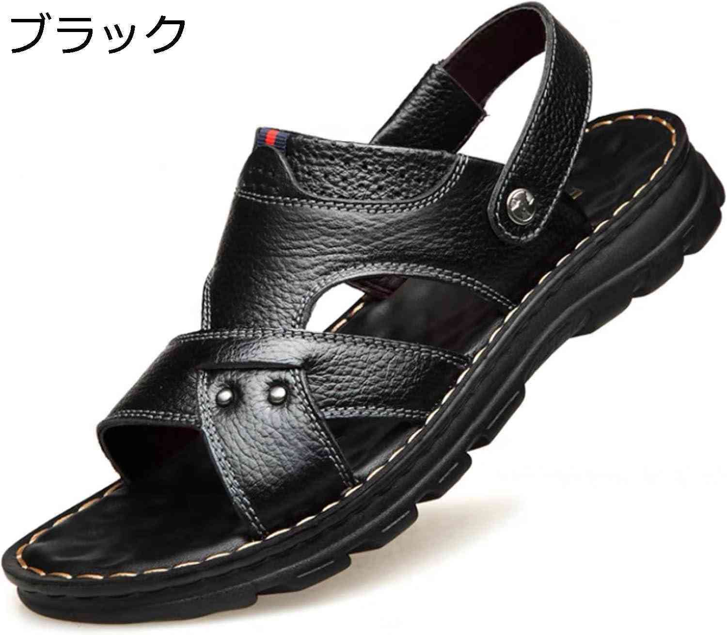 革サンダル メンズ スポーツサンダル 2way オフィスサンダル 夏 大きいサイズ レザ...