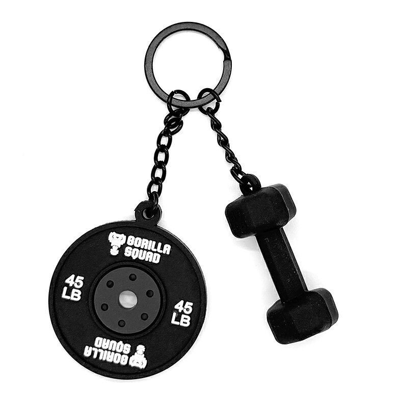 ウエイトプレート＆ダンベル型キーチェーン 筋トレグッズ プレゼント 送料無料 GORILLA SQUAD ゴリラス..