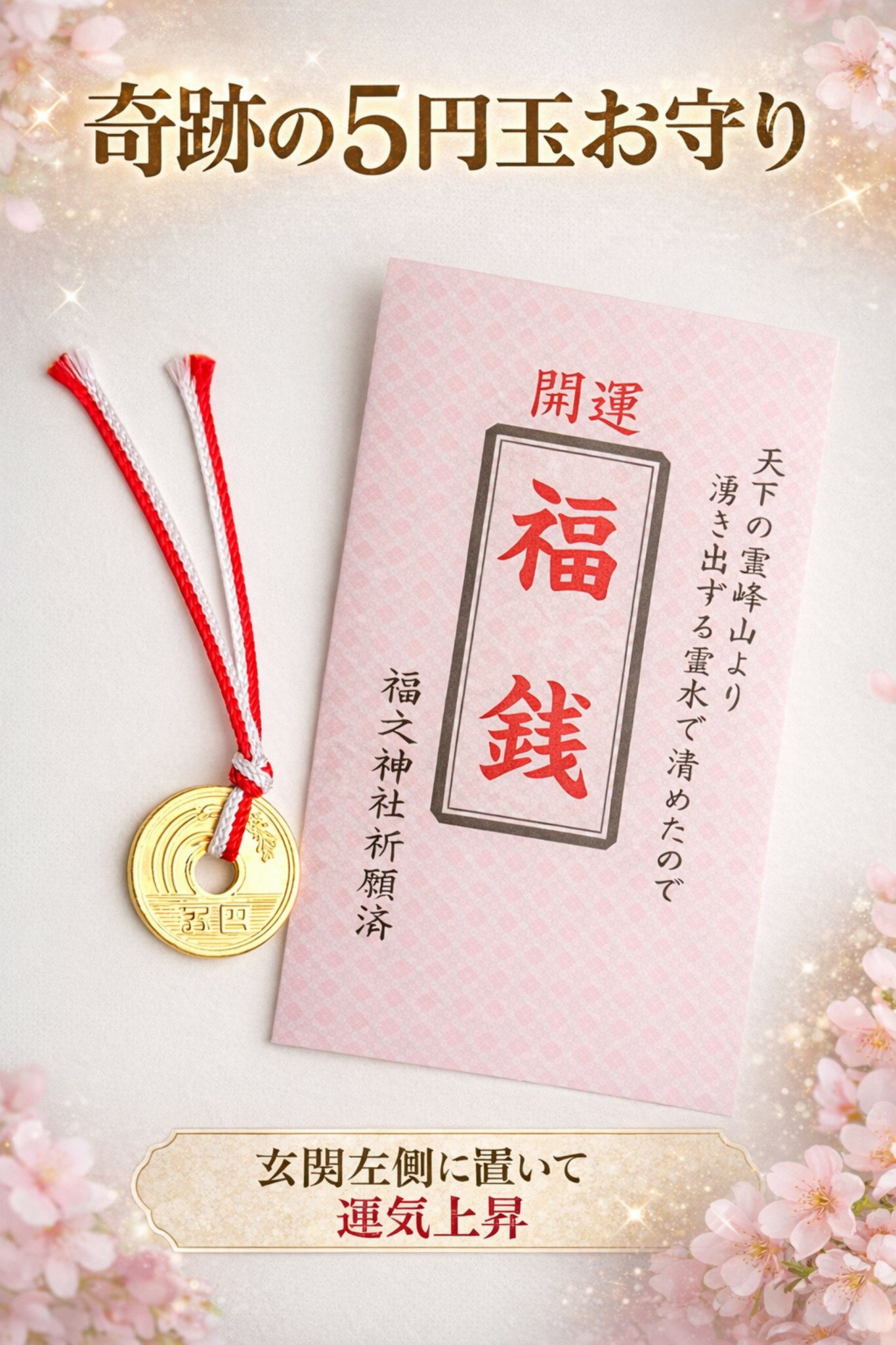 Rakuten - 奇跡の5円玉お守り 大峰山霊水で洗い清めた開運御守 金運 良縁 幸運 ご縁 商売繁盛 福運 強運