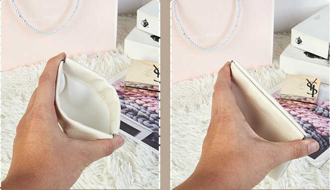 B30ワンタッチジュエリーポーチ開口部の両サイドを押すだけで開くことが出来る扱いの手軽さがポイント