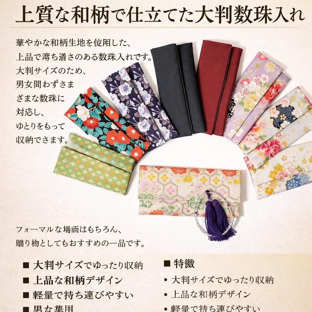 For Women - かぶせ型大判数珠入れ　￥1500（消費税込）　送料無料メール便送り　男女兼用　宗派問わず　贈り物　プレゼント　小物入れにも重宝です