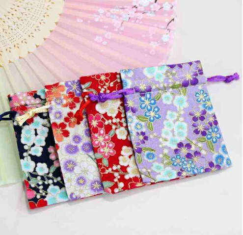 フラワー巾着宝飾の携帯に整理保管に重宝です。各色10枚単位