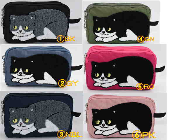 BBZ-0963ネコしっぽポーチふわふわのネコモチーフにぴょこんと飛び出たしっぽが可愛いポーチ。記念品　プレゼント贈り物　クリスマス　お歳暮