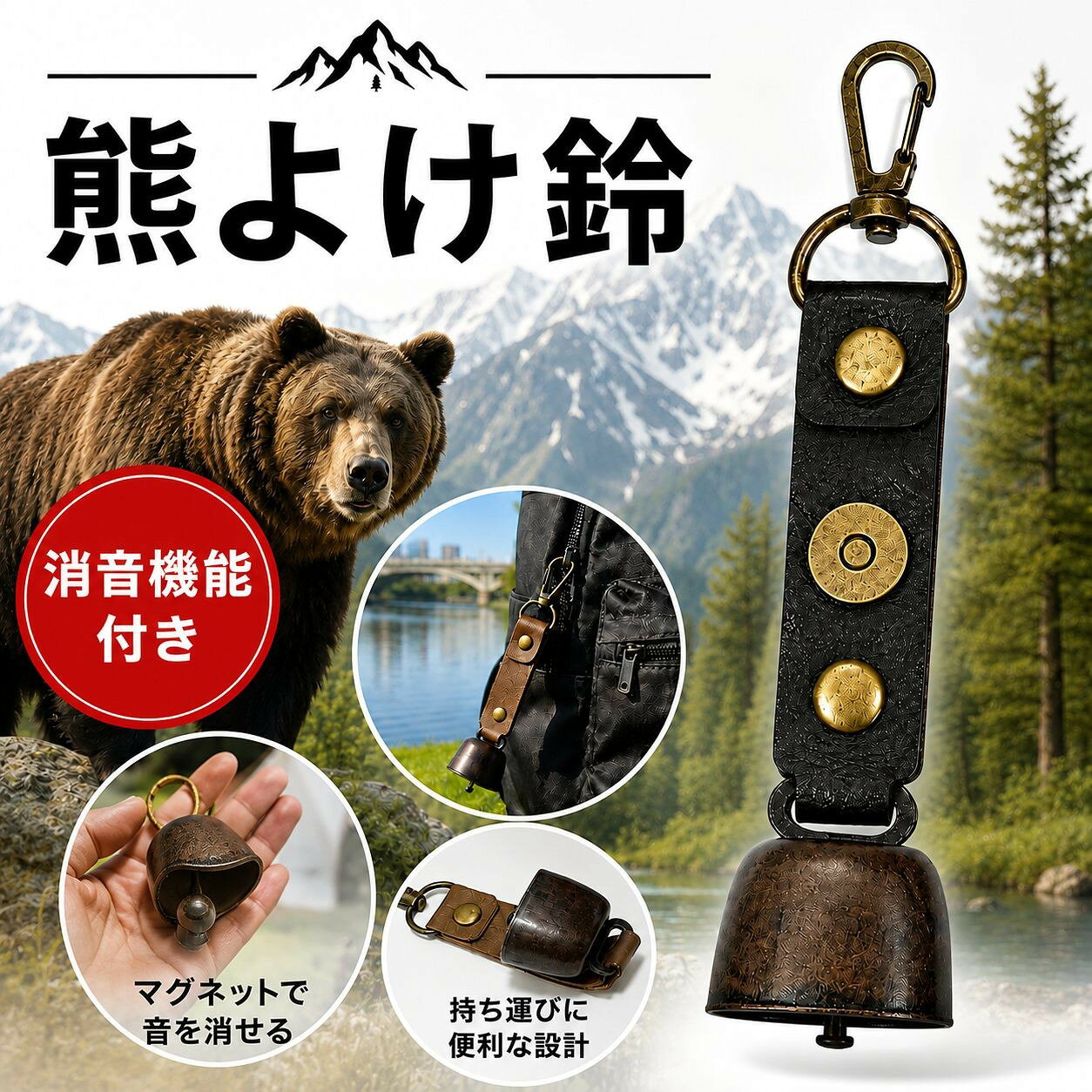 KS12 熊鈴 2個セット歩くたびに自然な音が鳴り、熊に人の存在を知らせる定番品、鉄製の高音が響きます。緊急入荷最近町にも出没していますので普段から身に着けて身の安全を守りましょう。鉄製はアルミの2倍遠くまで音が届きます。