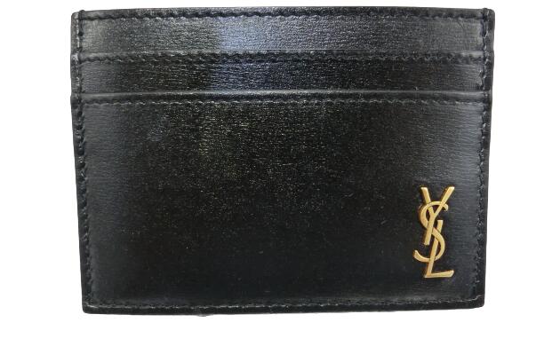 イヴ・サンローラン SAINT LAURENT PARIS YSL CREDIT CARD CASE サンローラン パリ パスケース カードケース ID 定期入れ ブラック 黒 美品