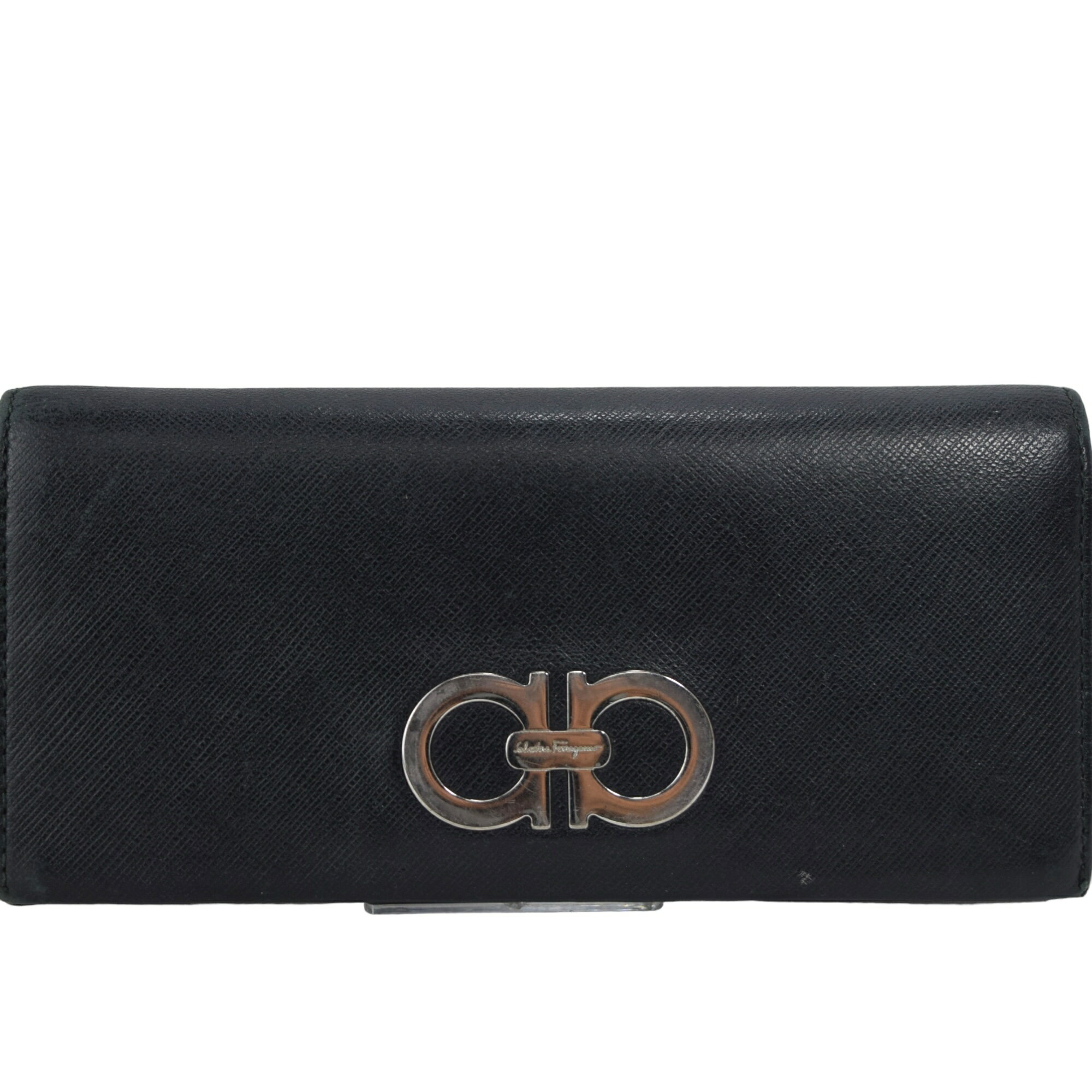 Salvatore Ferragamo フェラガモ 長財布 ガンチーニ レザー シルバー金具 【中古】【送料無料】