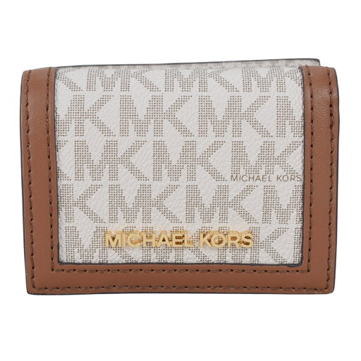 MICHAEL KORS マイケルコース 三つ折財布 MK 総柄 ホワイト/ブラウン系 【状態良好】 MICHAEL KORS マイケルコース 三つ折財布 MK 総柄 ホワイト/ブラウン系 【状態良好】