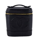 CHANEL シャネル ビコローレ バニティバッグ ハンドバッグ キャビアスキン ゴールド金具 ブラック 【状態良好】(4)