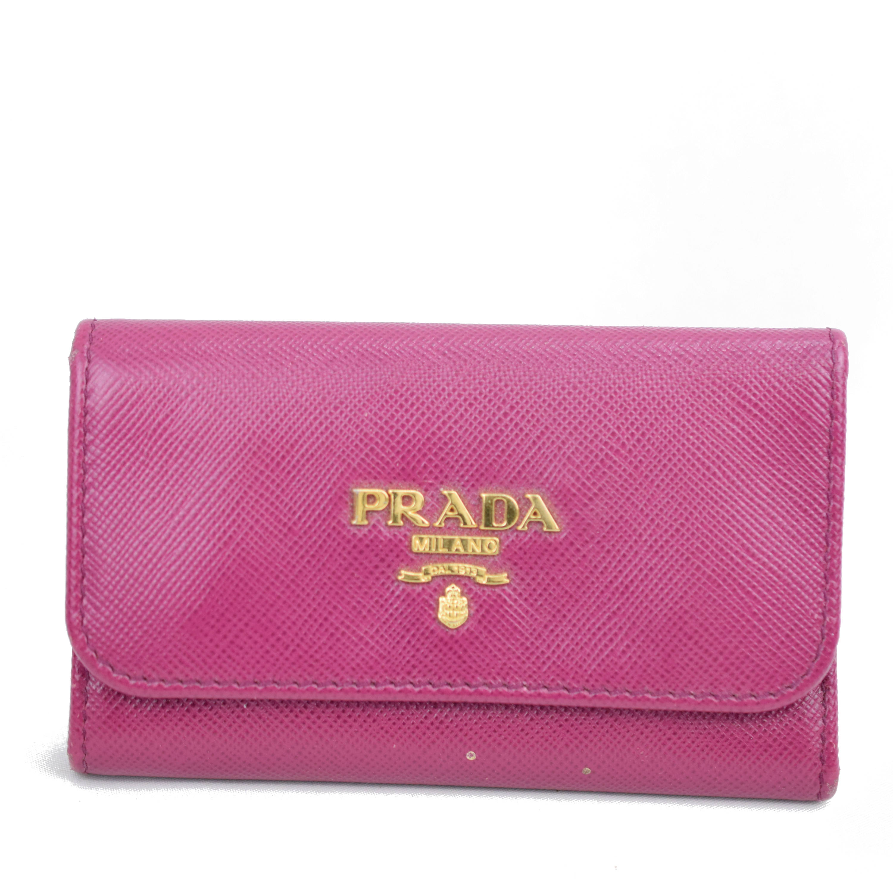 プラダ PRADA 6連キーケース ロゴ パープル×ゴールド金具 サフィアーノレザー 【送料無料】