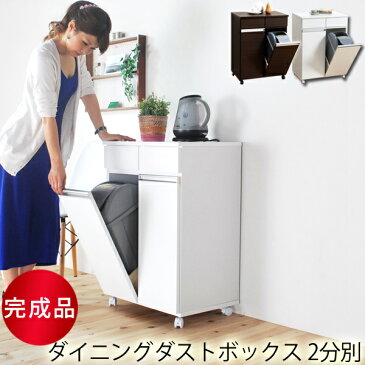 キッチン ダストボックス 2分別 ペール2個付 ダストBOX ごみ箱 ゴミ箱 ダストボックス 分別 キッチンダストボックス カウンター 収納 キッチン収納 リビング キャスター付き ホワイト ブラウン 送料込み 北欧 おしゃれ 送料無料 父の日