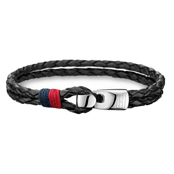 即納可能! トミー ヒルフィガー ブレスレット 2700670 ブラック ブレスレット TOMMY HILFIGER bracelet ユニセックス アクセサリー レザー 編み込み